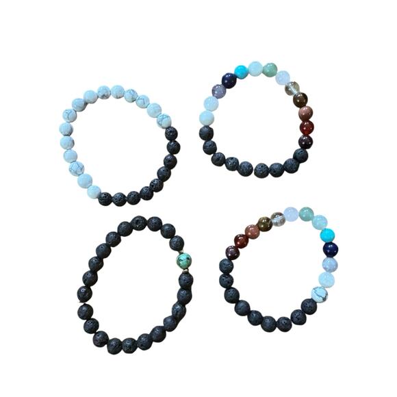 LOT of 5 Diffuser Bracelets Aromatherapy Lava Stone Crystals Stack Jewelry OS - Picture 4 of 4